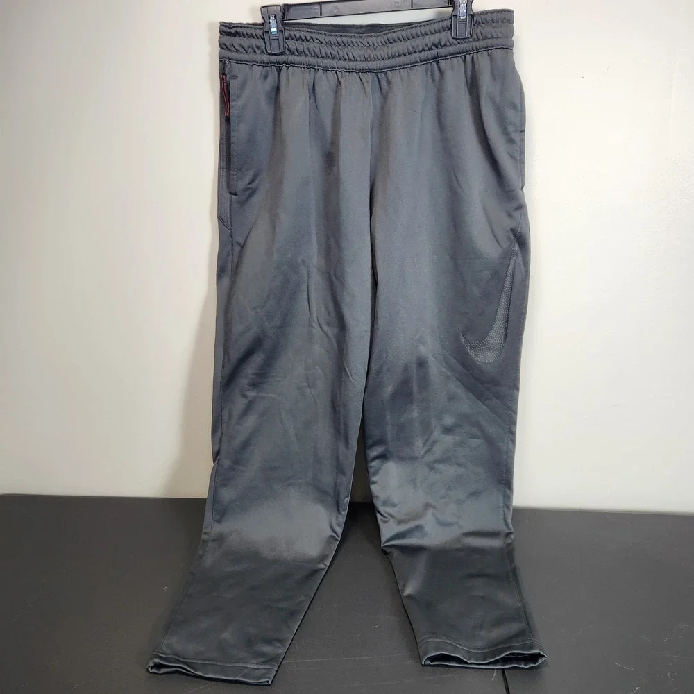 Nike Dri-FIT Therma Training Pants Charcoal Gray Fleece Basketball AQ2715-060 XL